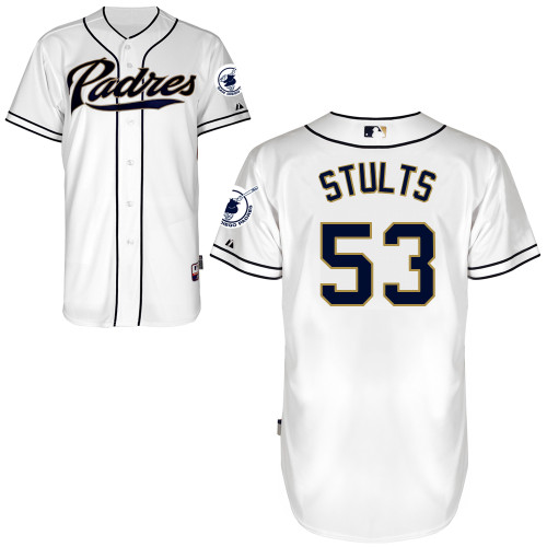 Eric Stults #53 MLB Jersey-San Diego Padres Men's Authentic Home White Cool Base Baseball Jersey